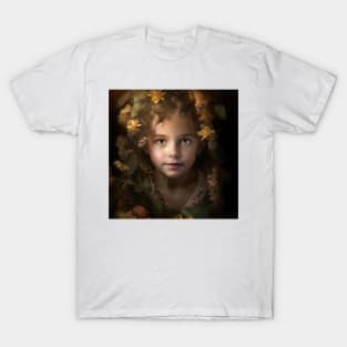 A Young Child Surrounded by A Garland of Flowers T-Shirt